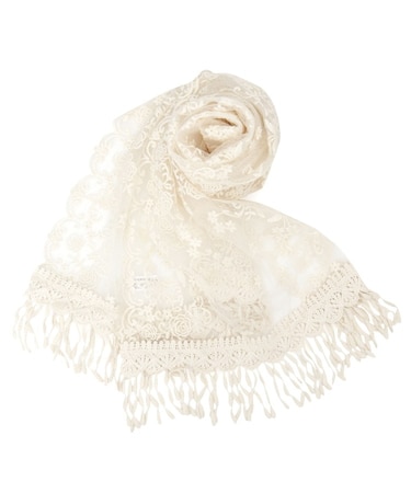 【手洗い可】ローズフラワーレースストール
