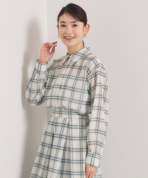 【セットアップ可／手洗い可】シアーチェックシャツ
