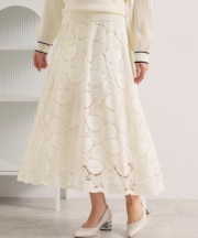 【手洗い可／ウエストゴム】レーススカート