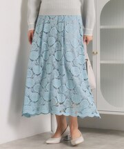 【手洗い可／ウエストゴム】レーススカート