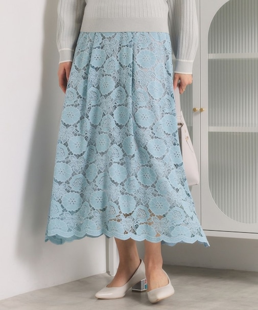 【手洗い可／ウエストゴム】レーススカート