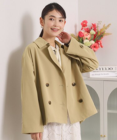 【撥水／花粉防止／手洗い可】ショートトレンチコート