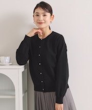 【縮みに強いタフニット】クルーカーディガン