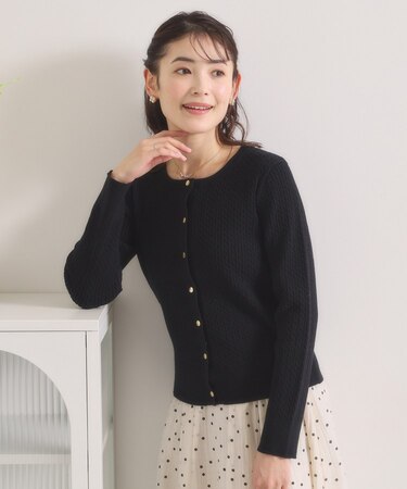 【手洗い可】ミニケーブルニットカーディガン