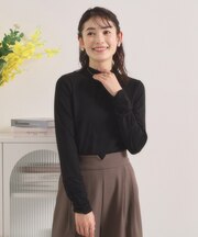 【手洗い可】袖シアー切替トップス