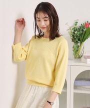 【繰り返し洗える／毛玉防止／洗濯機OK】タフニット リブ切替ニットプルオーバー