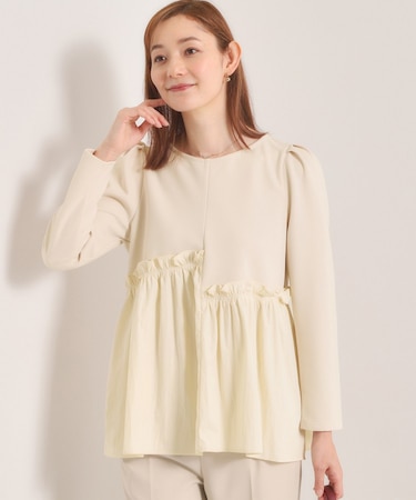 【洗濯機OK】異素材ドッキングトップス