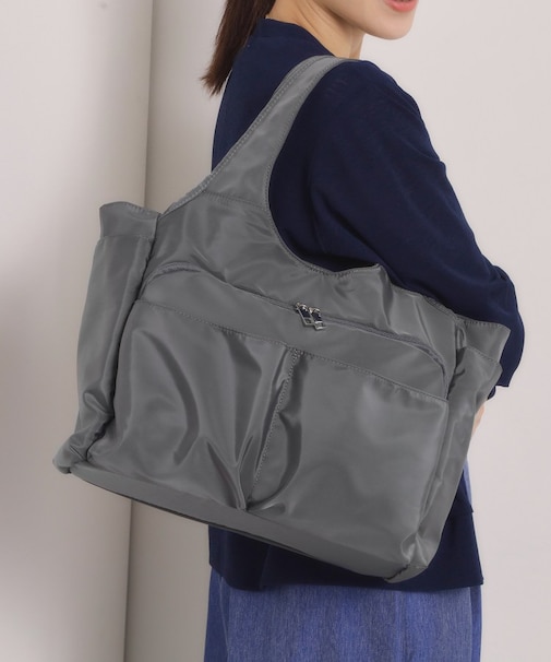 【11ポケット】裏地ストライプトート