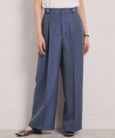 【洗濯機OK】デニム風ワイドパンツ