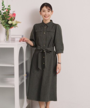 【洗濯機OK】デニム風ワンピース