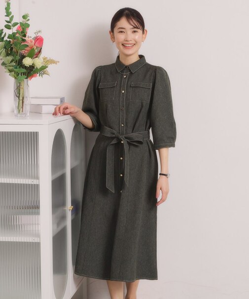 【洗濯機OK】デニム風ワンピース