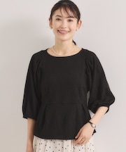 【洗濯機OK】シャーリングジャカードトップス