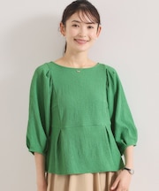 【洗濯機OK】シャーリングジャカードトップス