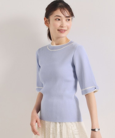 【手洗い可】袖口リボンニット
