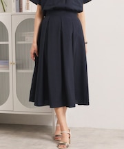 【UVケア／洗濯機OK／イージーケア】麻調合繊タックスカート