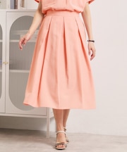 【UVケア／洗濯機OK／イージーケア】麻調合繊タックスカート