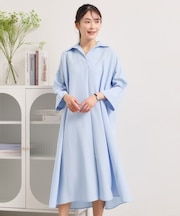 【UVケア/洗濯機OK/接触冷感/吸水速乾】麻調合繊スキッパーワンピース