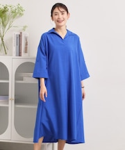 【UVケア／洗濯機OK／接触冷感／吸水速乾】麻調合繊スキッパーワンピース