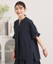 麻調合繊スキッパーチュニック