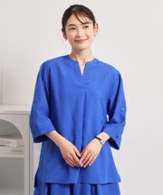 麻調合繊スキッパーチュニック