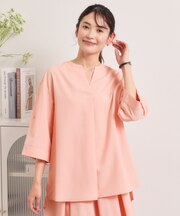 麻調合繊スキッパーチュニック