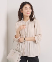 【手洗い可】サテン7分袖ブラウス