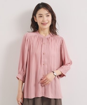 【手洗い可】サテン7分袖ブラウス