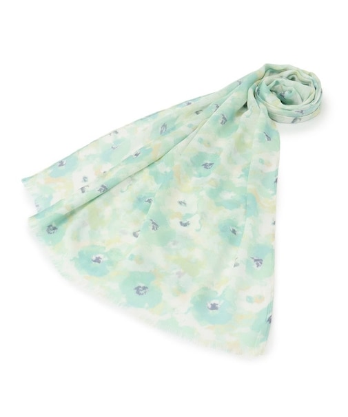 【UV／接触冷感】水彩花柄ぼかしストール