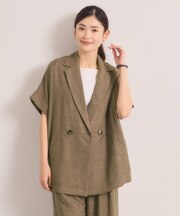 【UVケア／接触冷感／吸水速乾／洗濯機OK】柔らかリネンライクジャケット