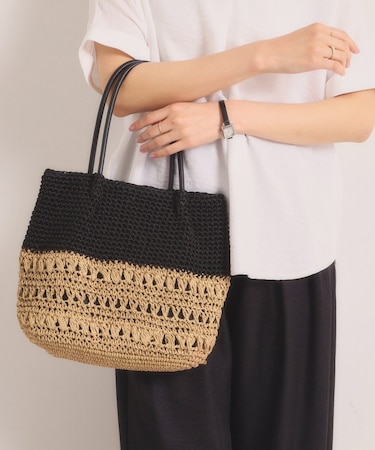 雑材コード編みコンビトート