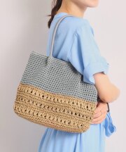 雑材コード編みコンビトート