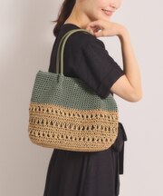 雑材コード編みコンビトート