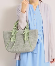 雑材フリルハンドルトート