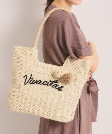 雑材ロゴ刺繍チャーム付きトート