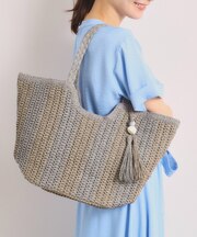 雑材ストーンタッセルトート