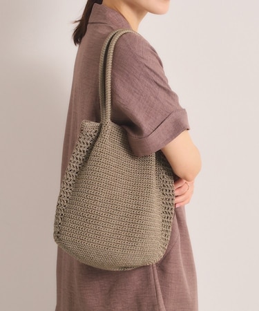 雑材コード編みタッセルトート