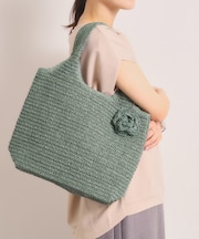 雑材フラワーチャームくりてトート