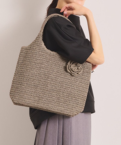 雑材フラワーチャームくりてトート