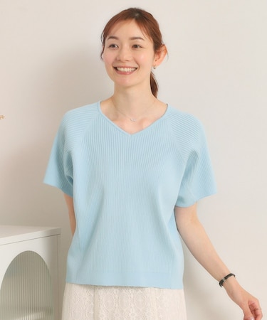 【遮熱／接触冷感／手洗い可】Vネックサマーニット