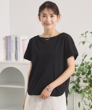 【冷感／遮熱】肩レースTシャツ