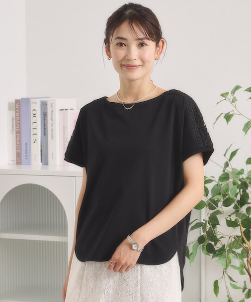 【冷感/遮熱】肩レースTシャツ