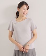 アシメネックリブニット