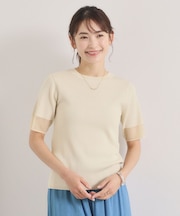 袖口シアーリブニット