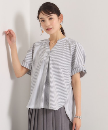 袖タックスキッパーブラウス