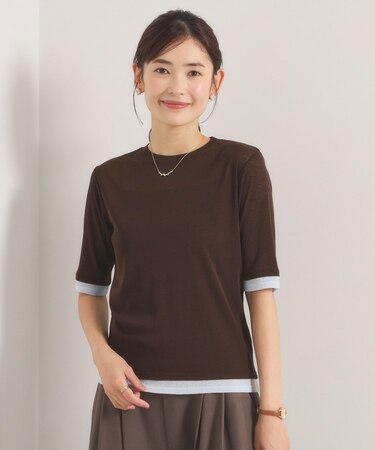 シアーレイヤード5分袖Tシャツ