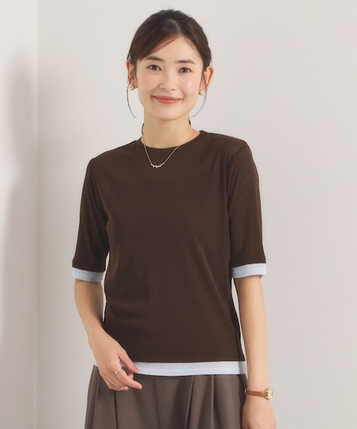 シアーレイヤード5分袖Tシャツ