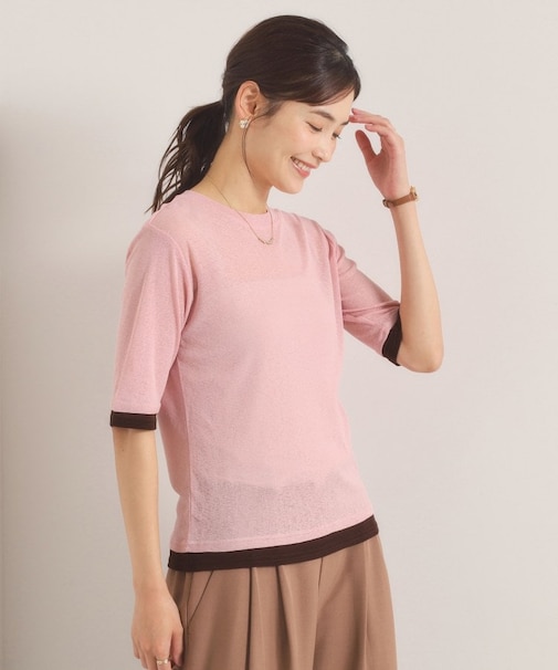 シアーレイヤード5分袖Tシャツ