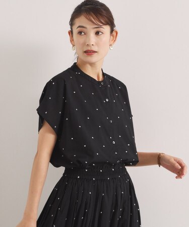 ラメドット刺繍ブラウス