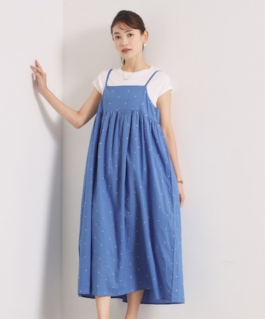 ラメドット刺繍キャミワンピース