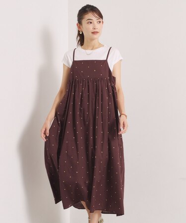 ラメドット刺繍キャミワンピース